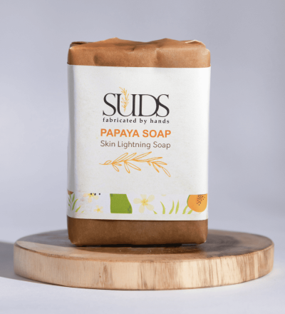 SUDS Papaya Skin Lightning Soap, Natural Exfoliating, Dark Spot Reduction, Anti-Ageing, Handmade