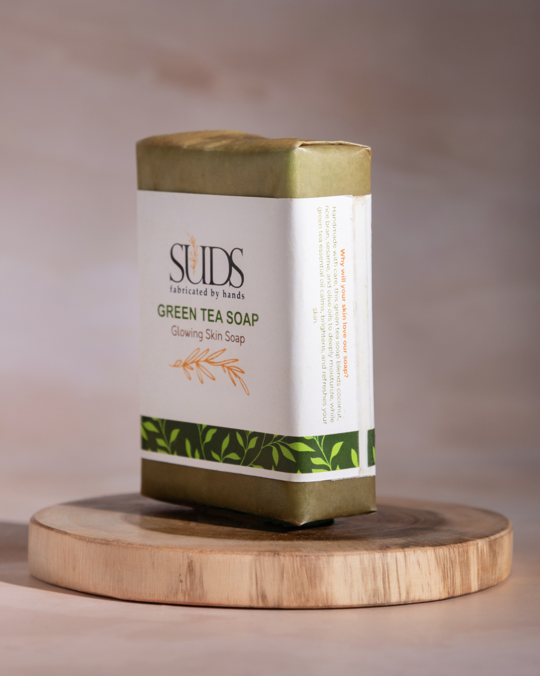 Handmade Suds Green Tea glowing skin soap, 100 gm - Image 3