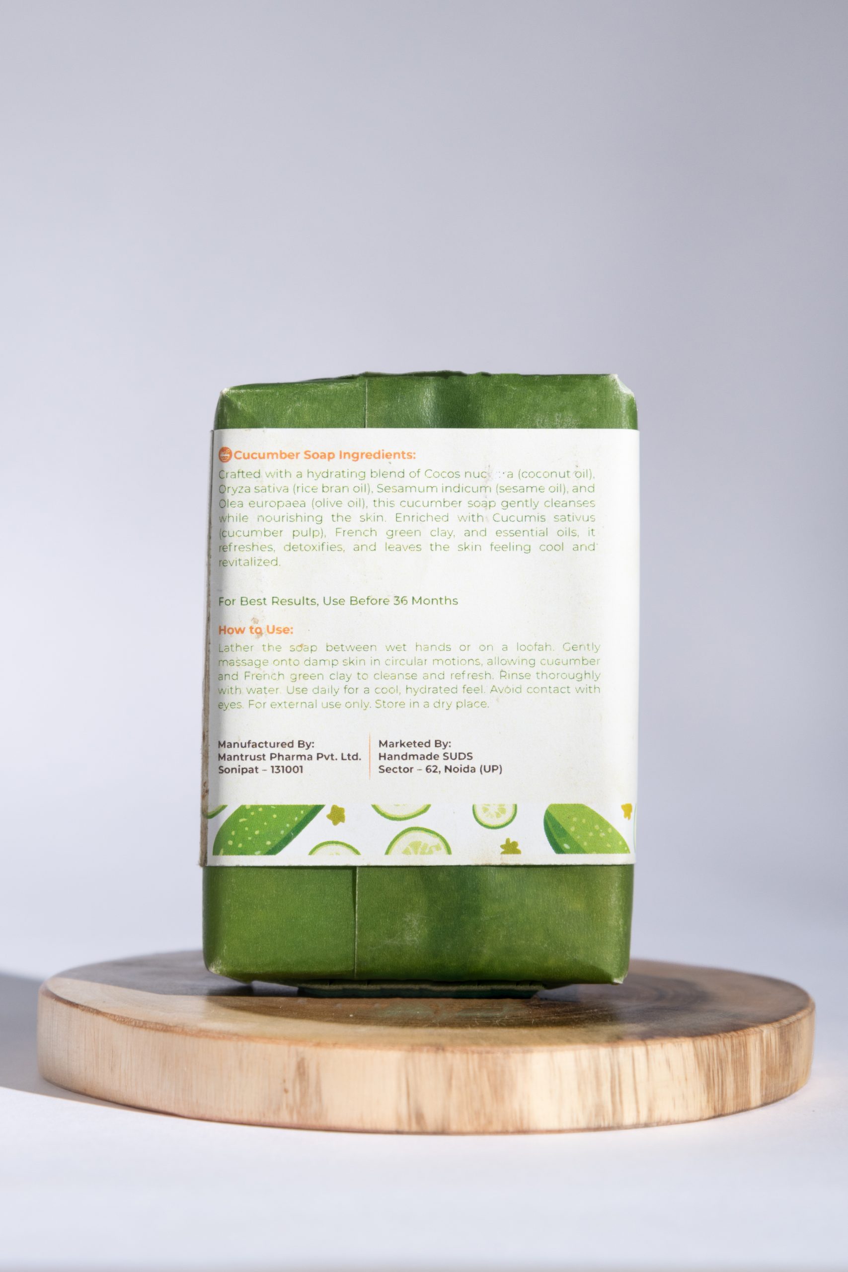 Handmade Suds Cucumber soap, 100 gm - Image 3